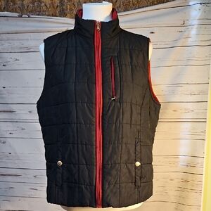 Ralph Lauren Puffer Vest Black &‎ Red Accents Quilted Zip Front Sleeveless ,XL